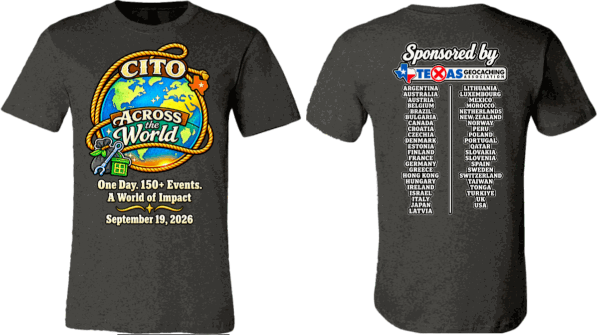 CITO Across the World t-shirt, front and back. The front carries the globe logo with the date September 19, 2026. The back lists the participating countries.